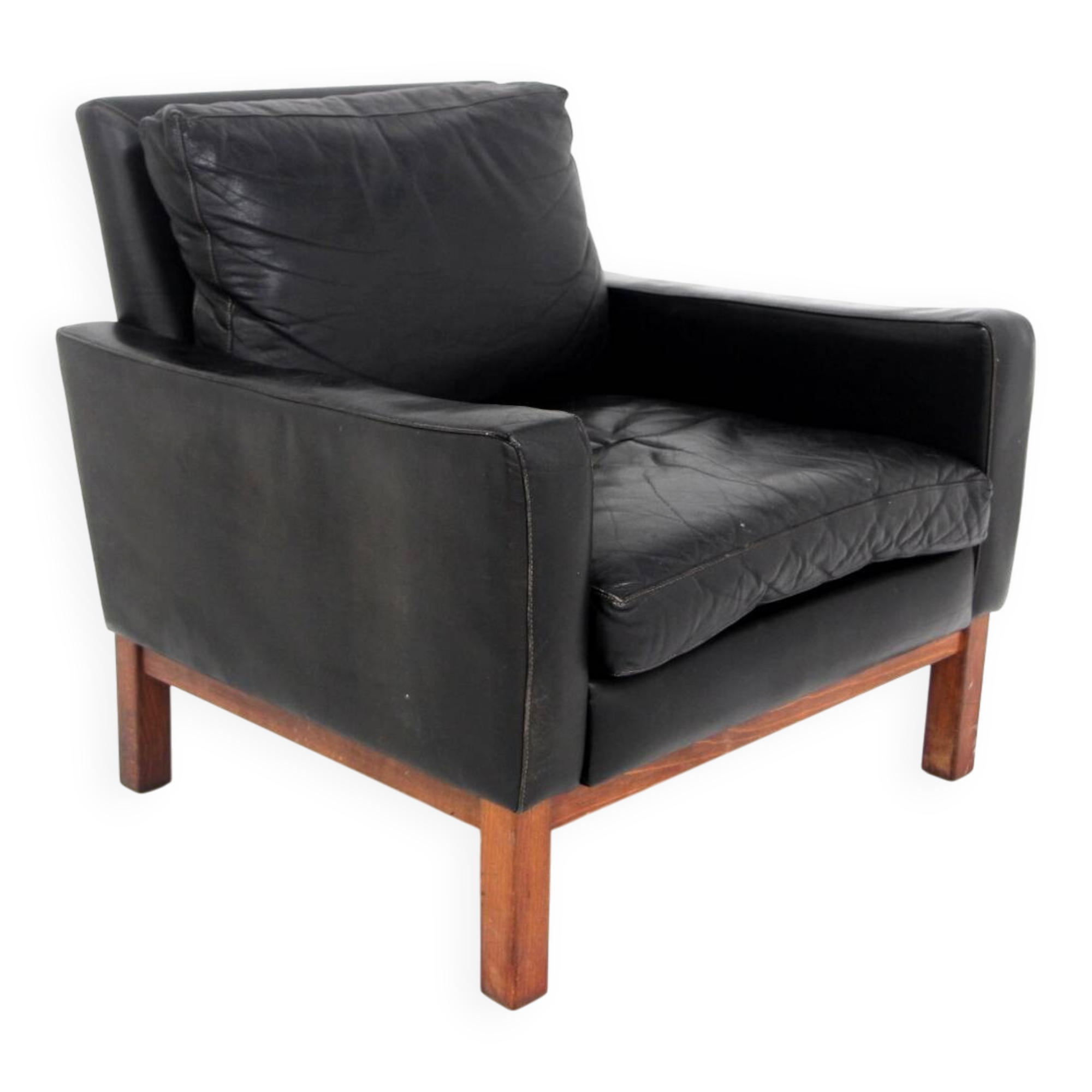 Fauteuil scandinave en cuir, Suède, 1960