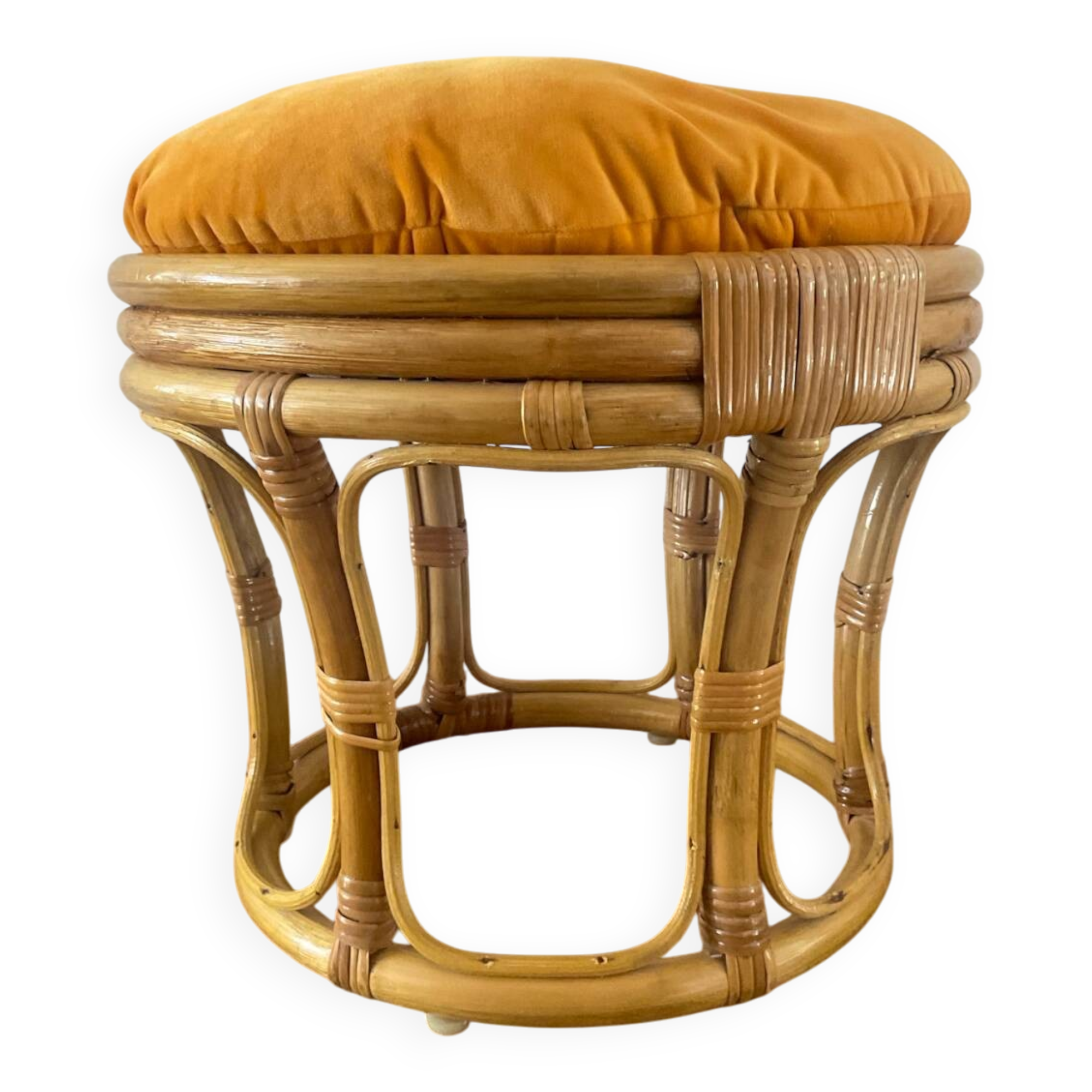 Vintage rattan ottoman from the 70s