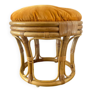 Vintage rattan ottoman from the 70s