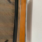 Pair of teak and chrome beds with mattress