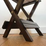 Wood and caning folding stool