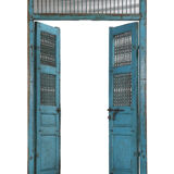 Indian door blue patina of origin old teak