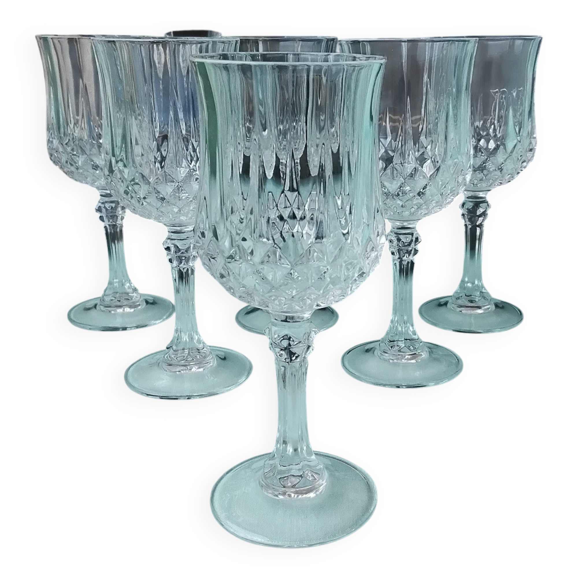 6 crystal stem glasses