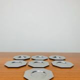 7 vintage octagonal stainless steel coasters