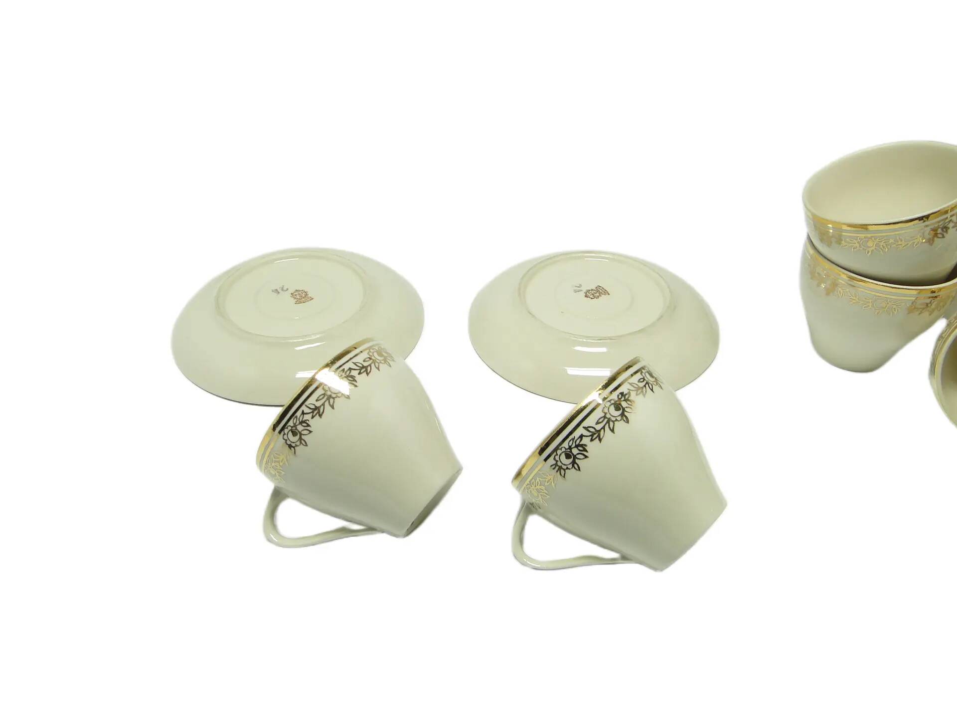 Pair of Ewa cups, modernism, ivory white porcelain, Poland, 1970s.