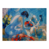 Jean-Baptiste Valadié: Blue Breeze, Mother and Daughter, original signed lithograph