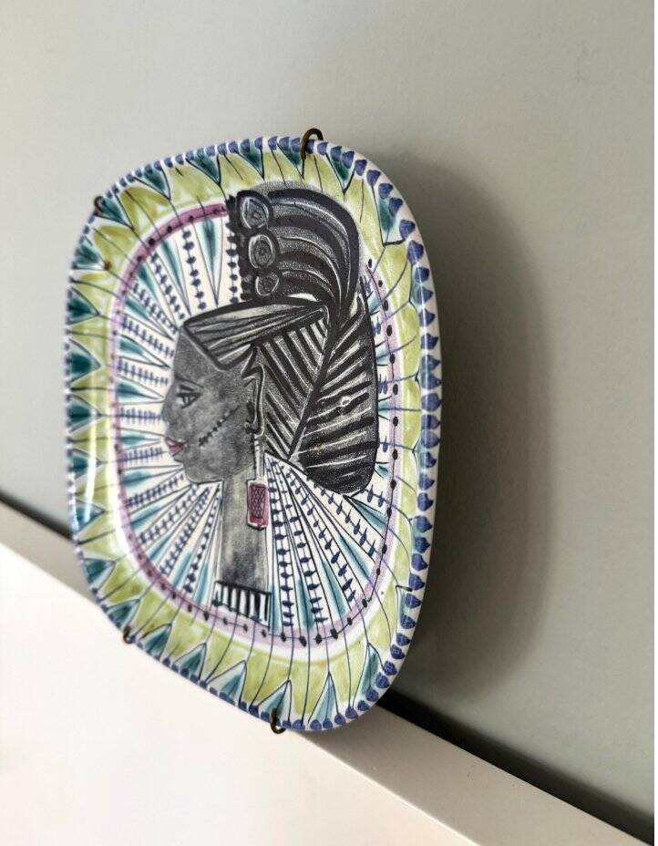 Face illustration ceramic bowl by Jane Wåhlstedt, Sweden, 1960s