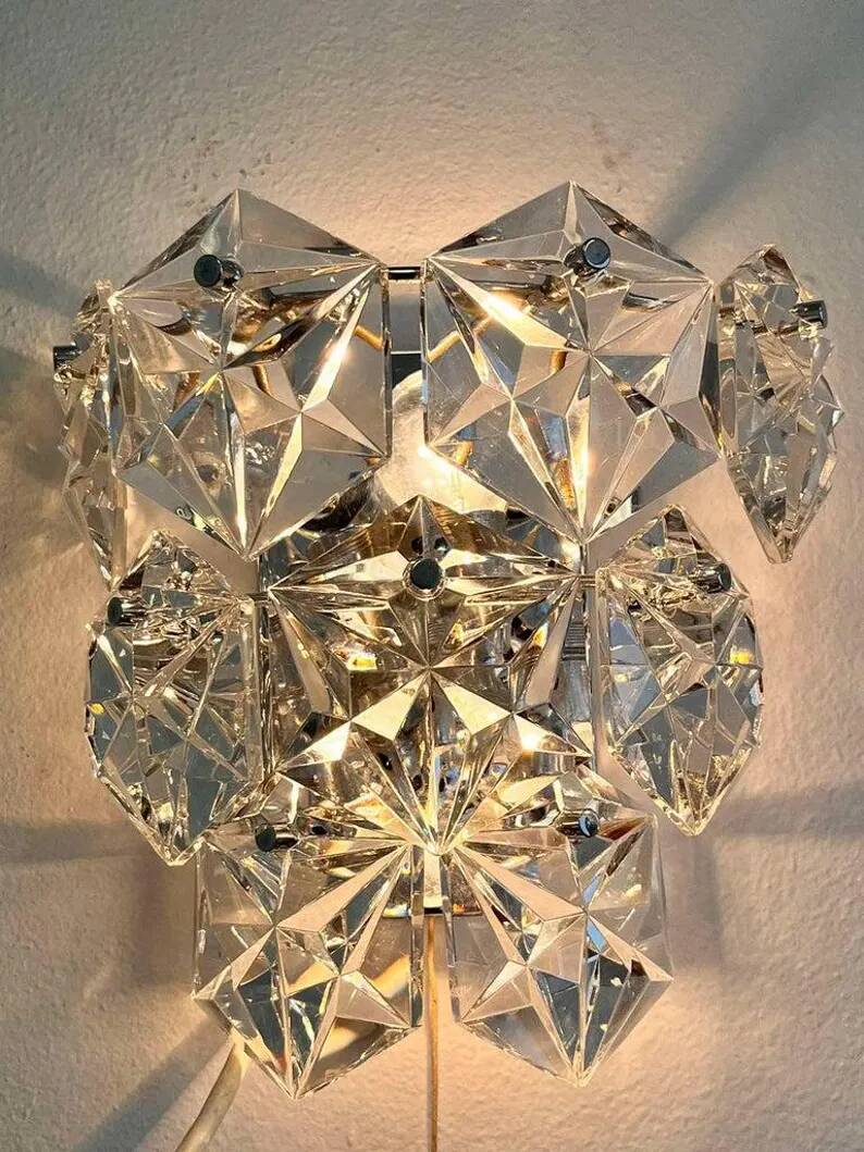Midcentury Crystal Wall Lamp Kinkeldey, Germany, 1970s