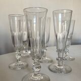 Set de 6 coupes à champagne 19e à cotes plates en cristal assorties