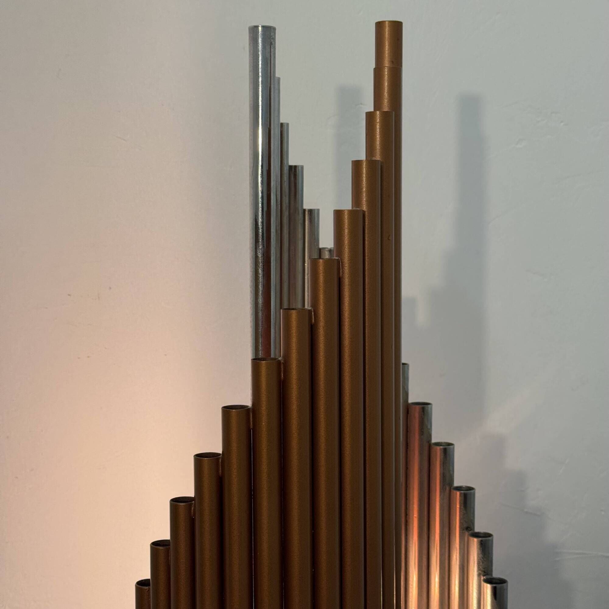 Table Lamp with Organ Pipes – 5 Light Points, Chrome Steel and Metal