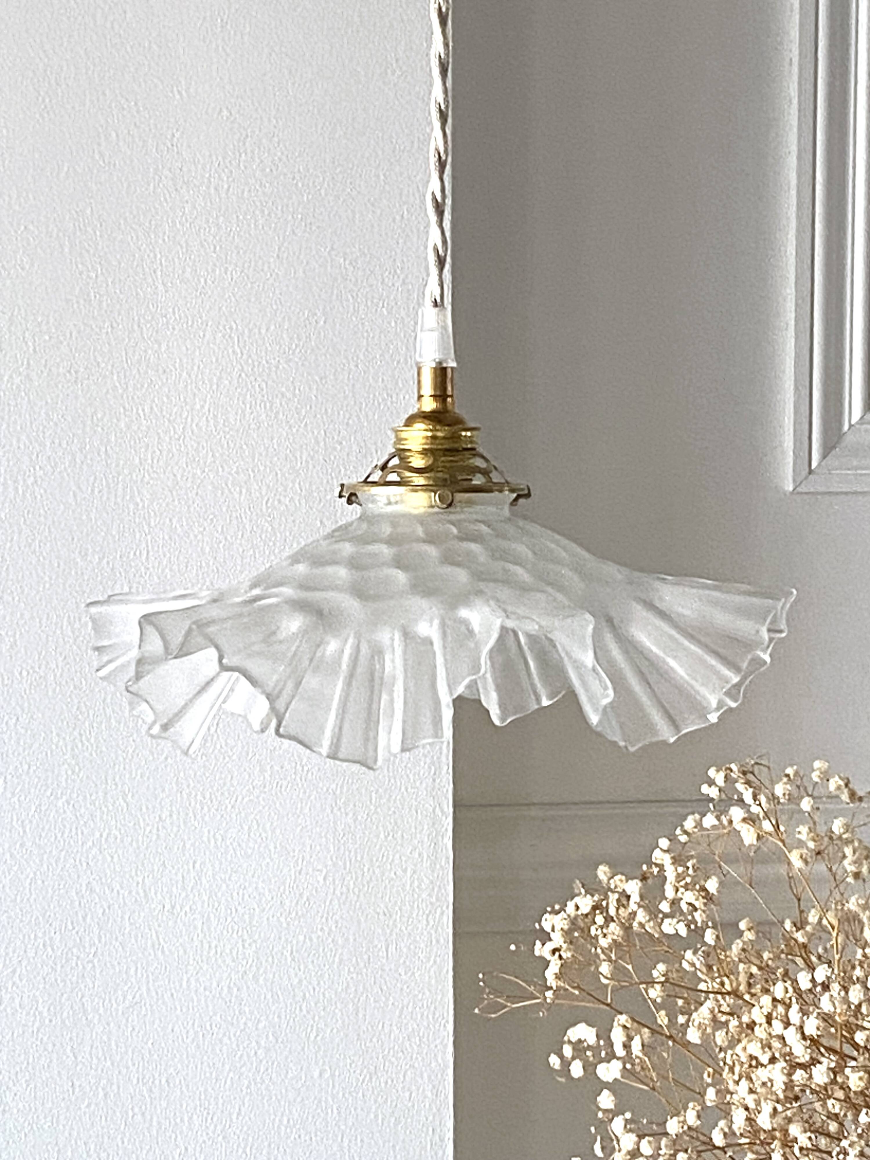 Antique pleated pendant light