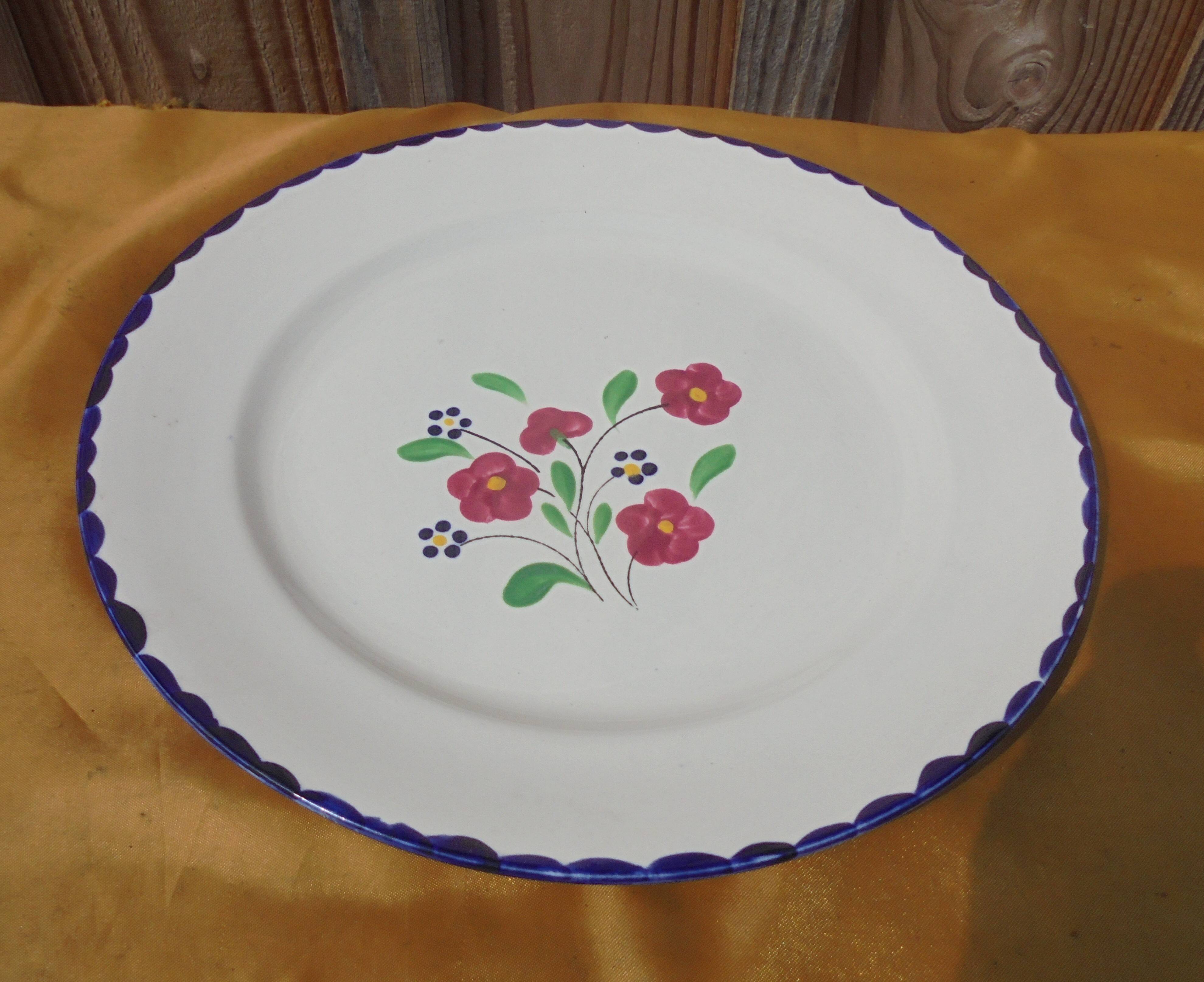 Round dish Salins Mle Rosemonde Floral decoration