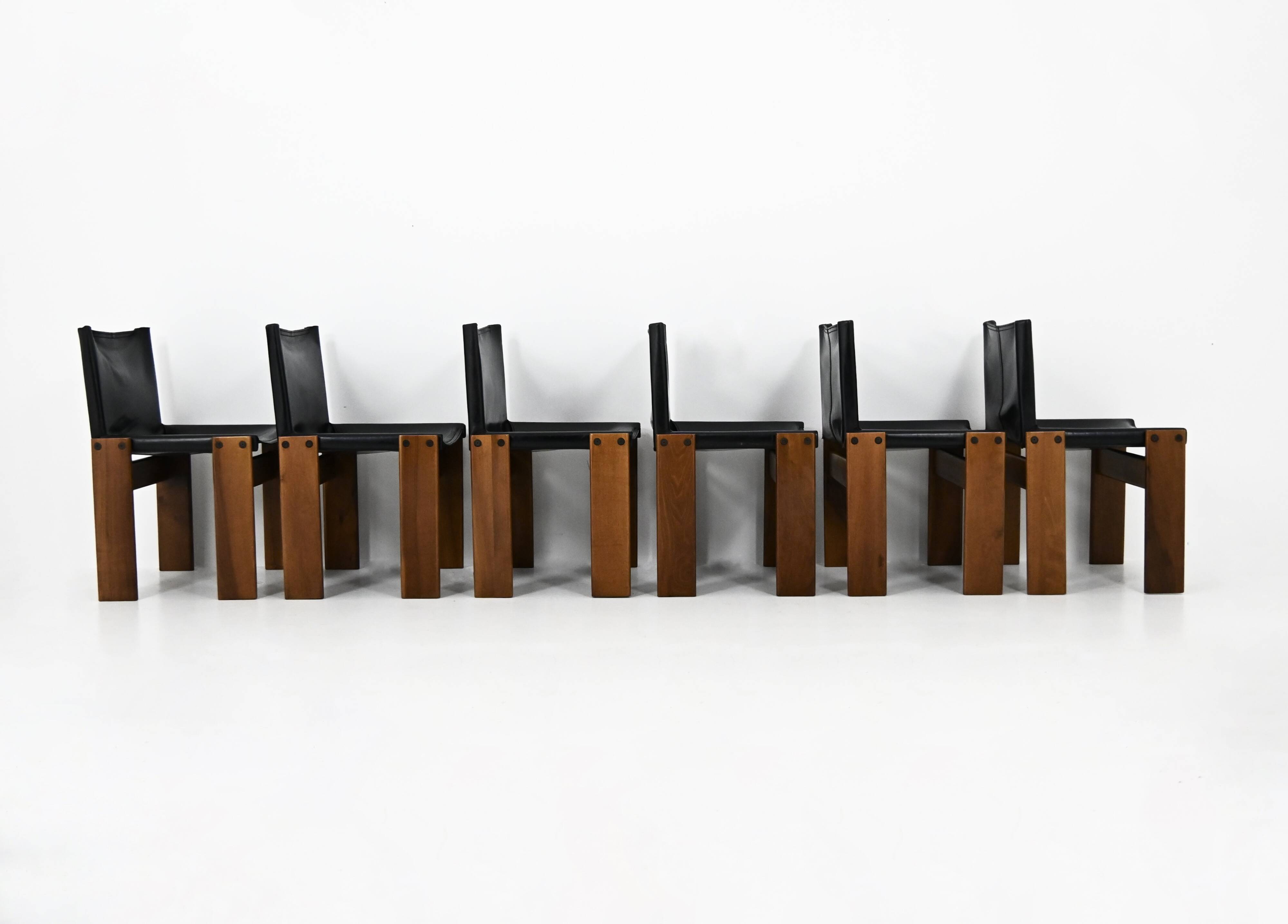 Set of 6 Monk Dining Chairs by Afra & Tobia Scarpa for Molten