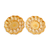 Pair of iridescent orange glass egg plates