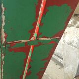 Ancien banc d' école patine vert rouge
