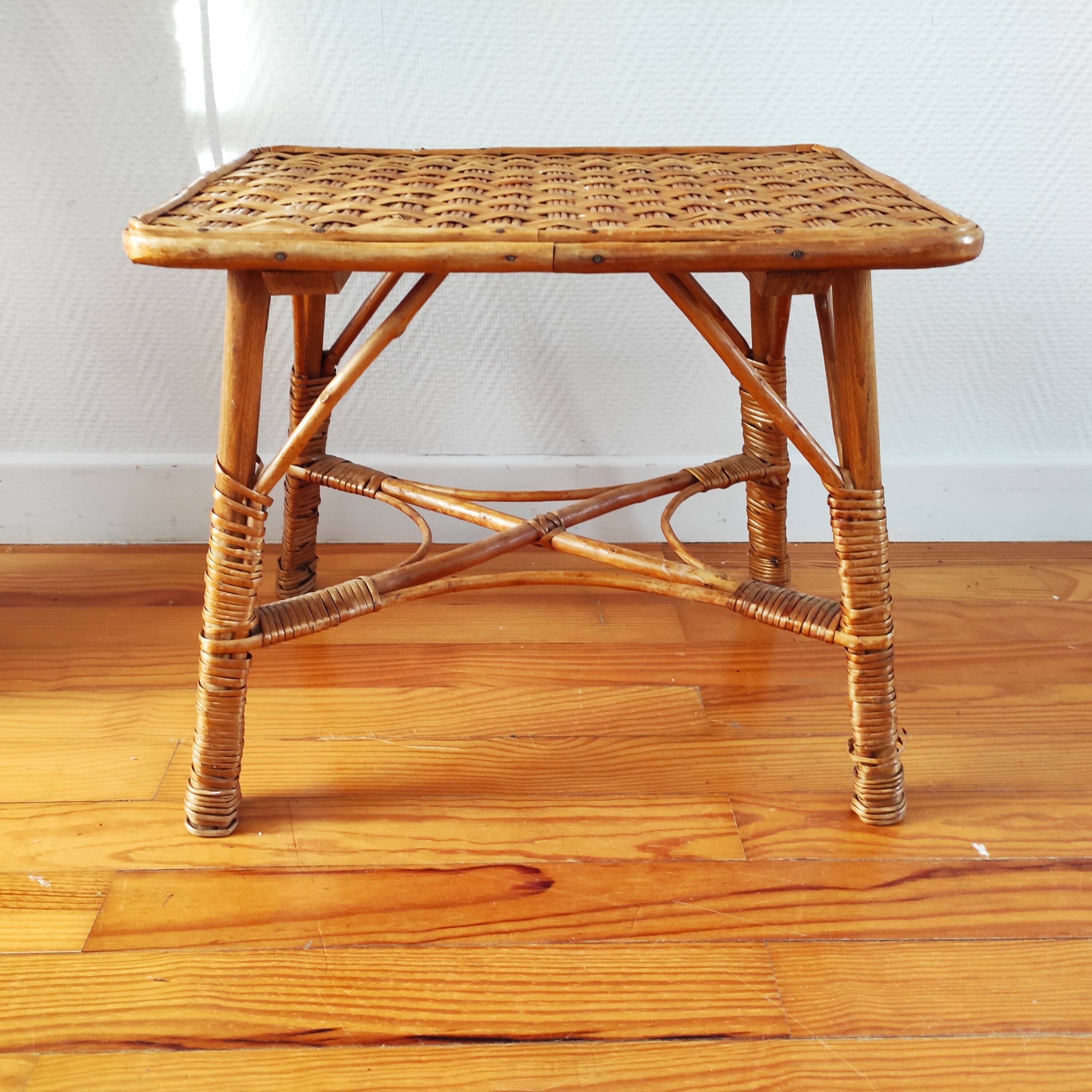 Table basse en rotin, 1950