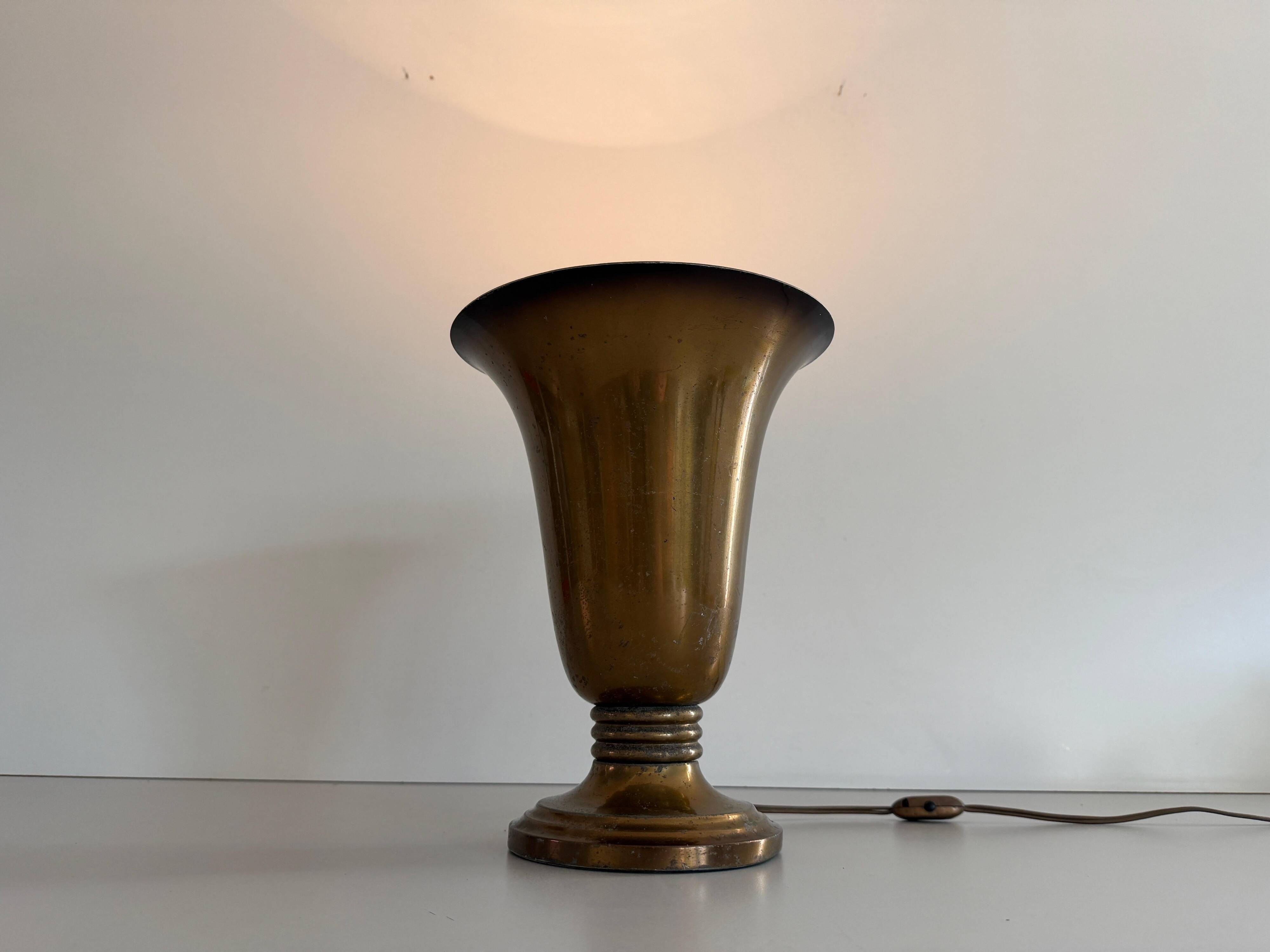 Art Deco conical table lamp in brass by Mazda, 1940s, France