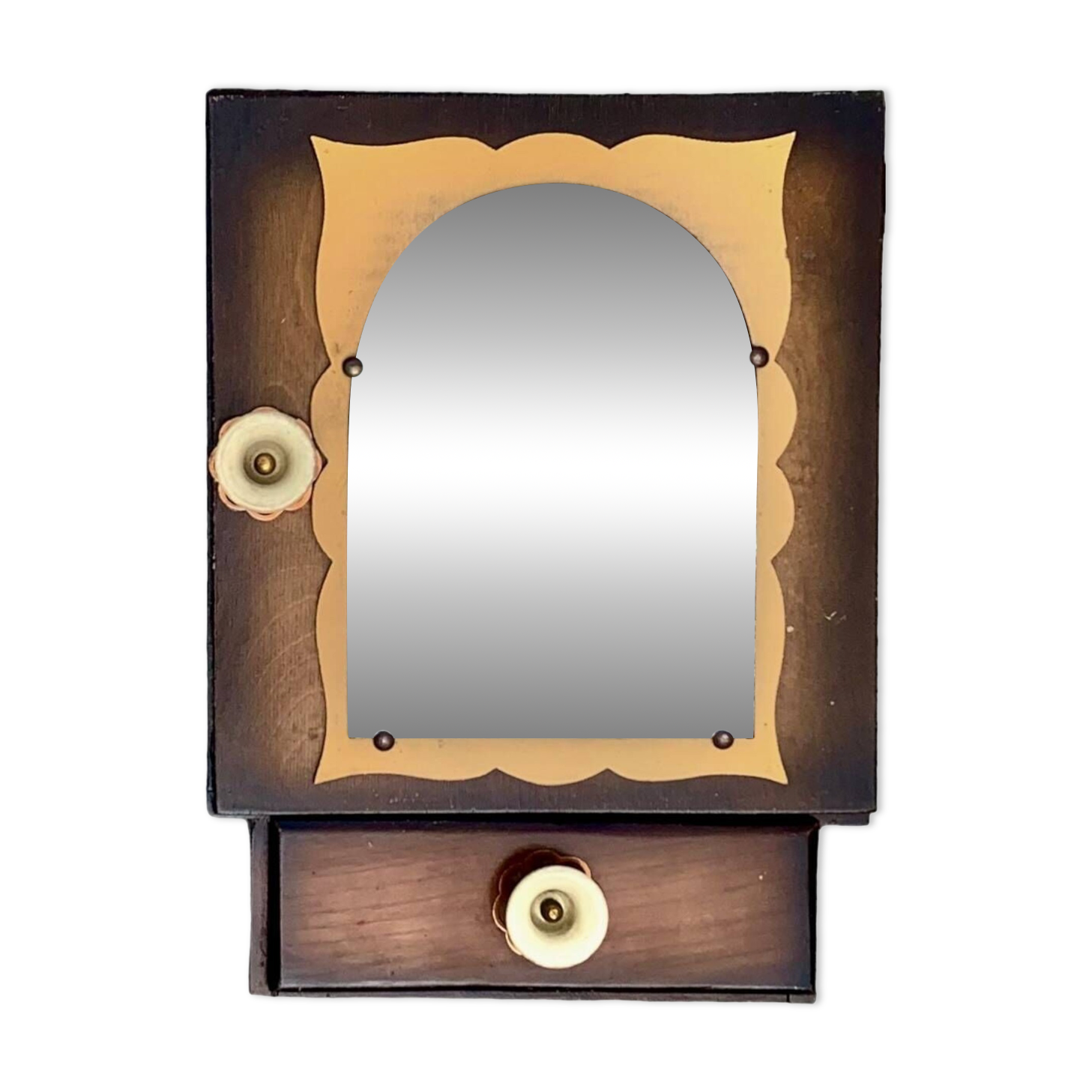 Small Art Deco wooden wall shelf