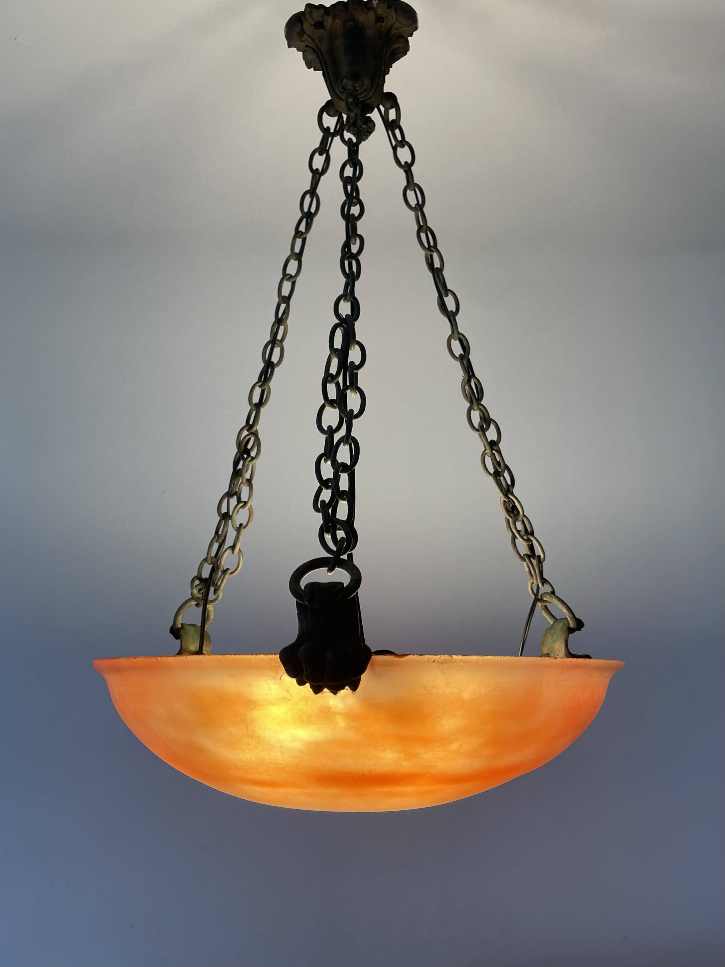 Art Deco pendant light in marbled glass