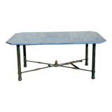 Table en fer forgé et pierre de lave émaillée