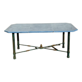Table en fer forgé et pierre de lave émaillée