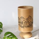 Lampe en grès et bois, années fin 70/début 80