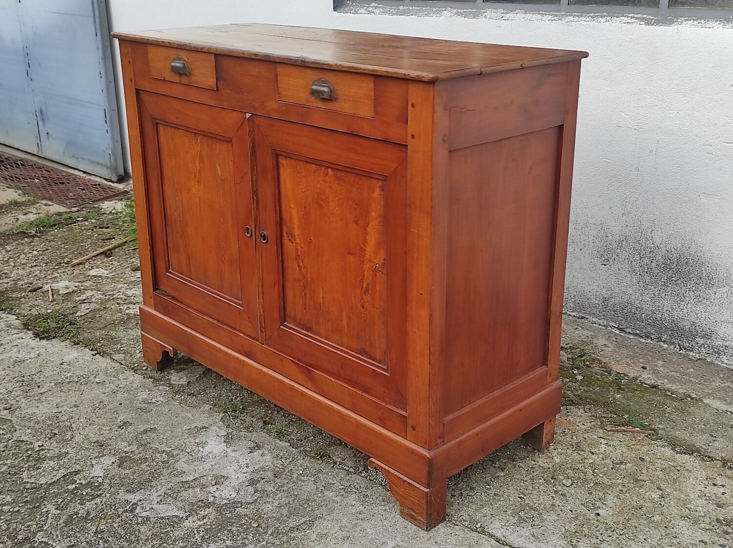 Old Parisian buffet in rustic oak 2 drawers 2 doors vintage country storage unit