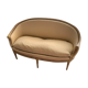 Louis XVI style patinated wooden basket sofa. Pierre Frey fabric. 19th century