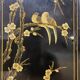 Vintage Chinese sideboard / lacquer cabinet (black / birds) Bohemian