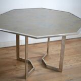 Chrome steel table and glass tray, France, circa 1970