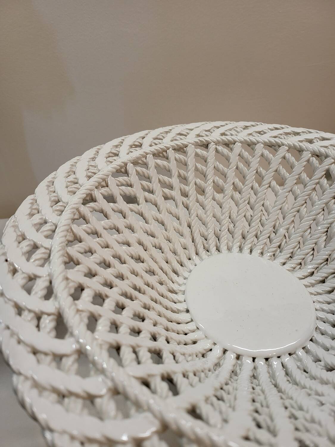 Coupe à Fruits Compotier en Céramique Tressée