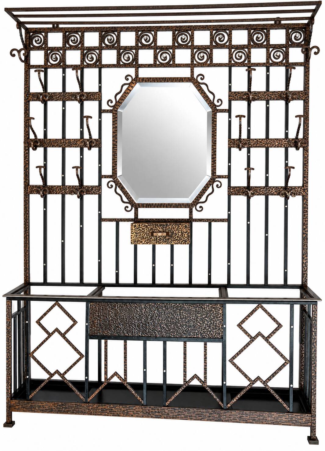 Colonial-inspired Art Nouveau wardrobe – Bevelled mirror 1939