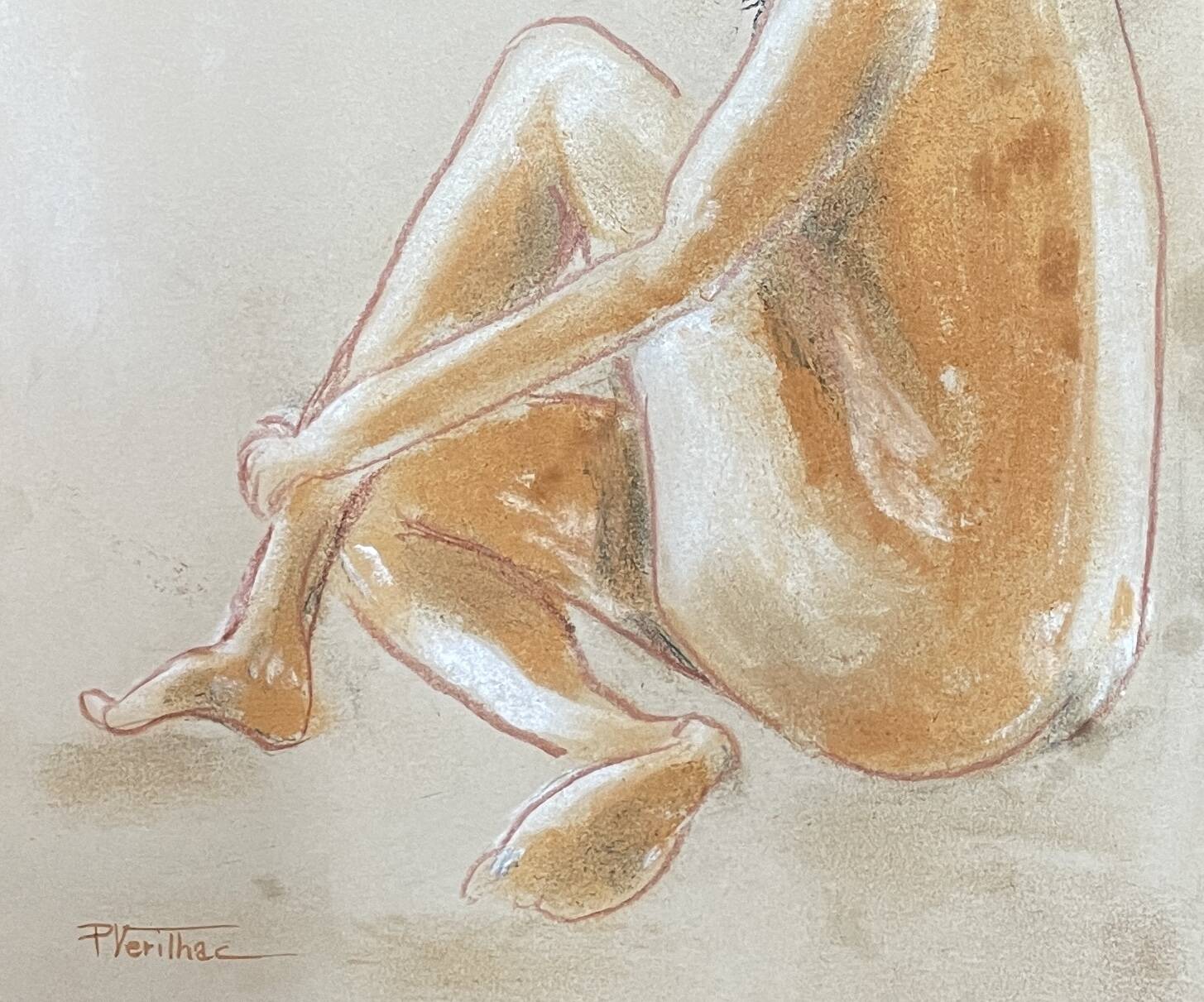 Tableau signé pastel portrait féminin « la lumière du soleil »