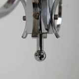 Art deco opaline glass wood and chrome chandelier, 1930s