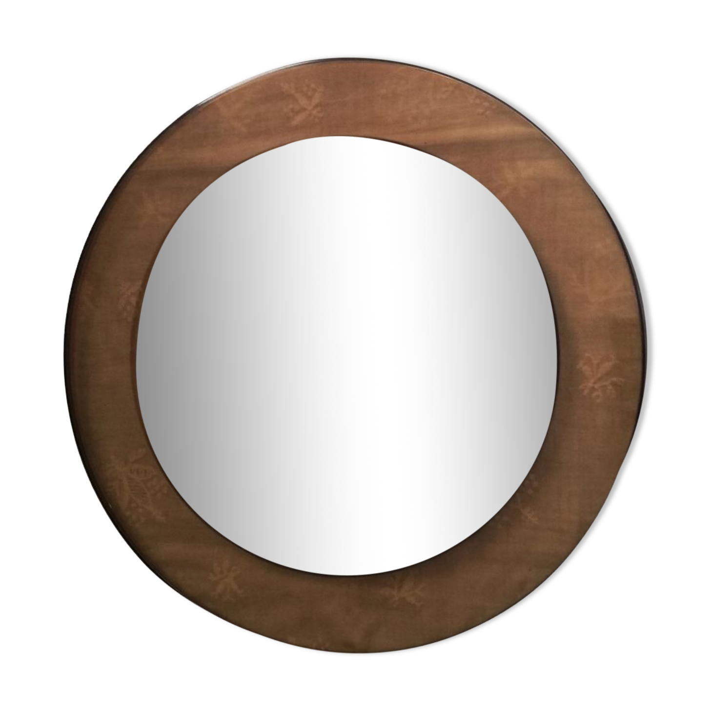 Smoked plastic round mirror 70s