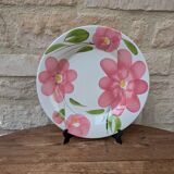 Round serving dish with hand-painted pink flowers in San Marciano ceramic.