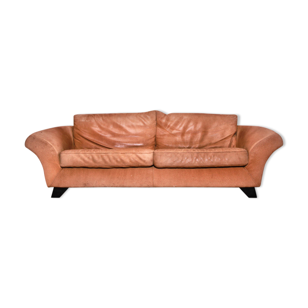 Brown Thick Roughened Neck Leather Sofa, How Thick Should Leather Be On A Sofa