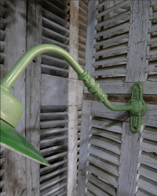 Green gooseneck courtyard wall lamp