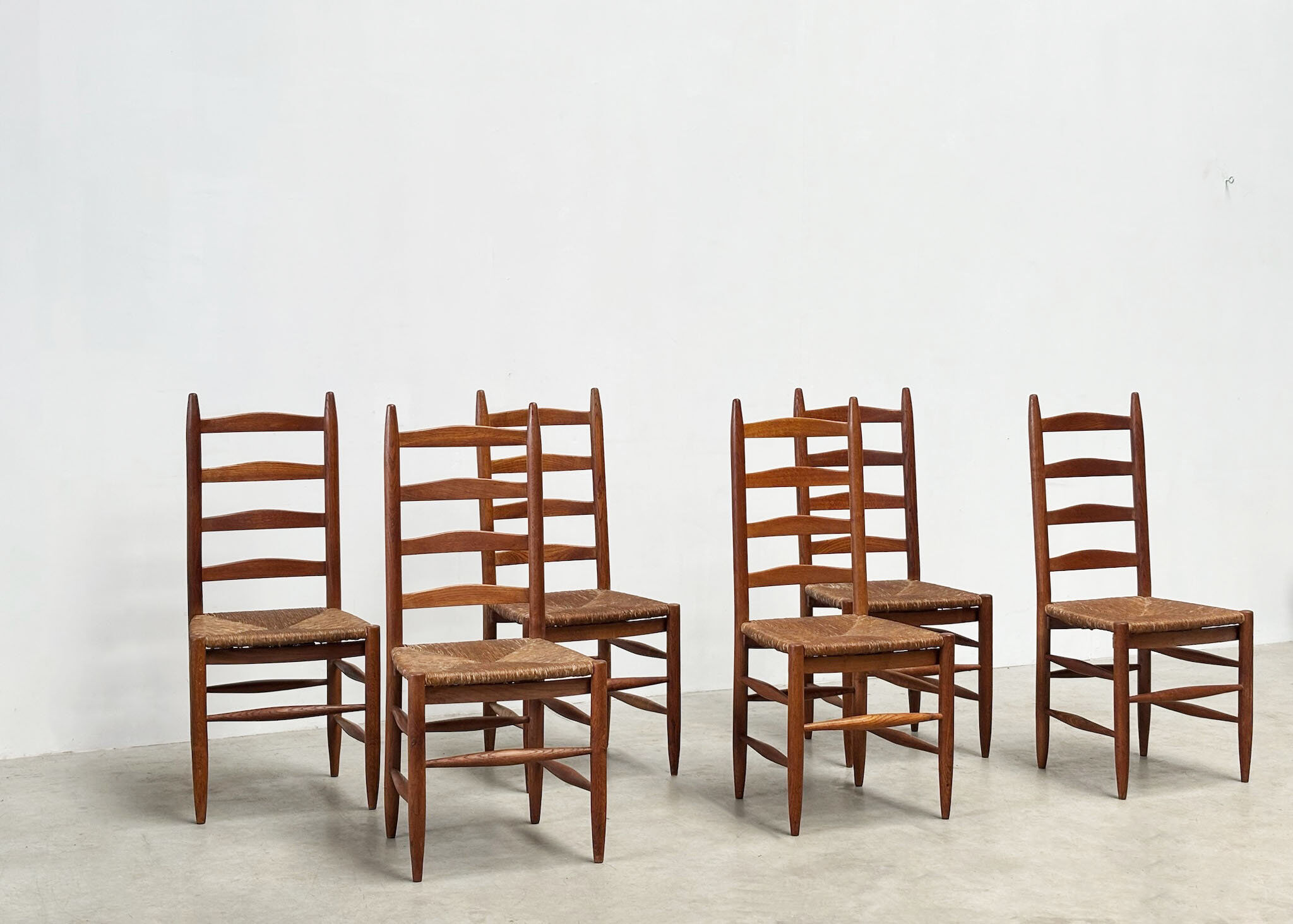 Set of six French dining chairs