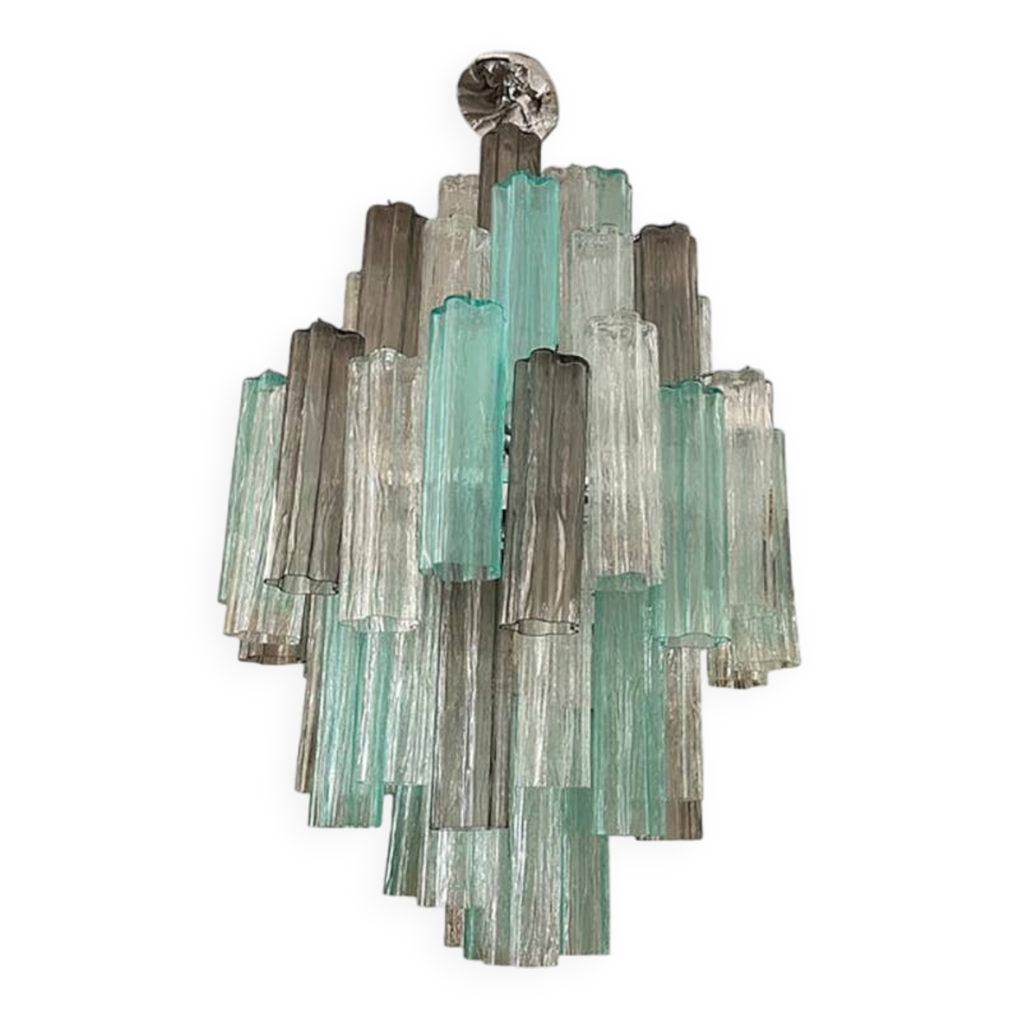 Green and Fumè “Tronchi”  Glass Chandelier