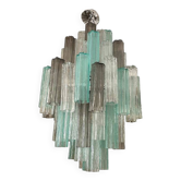 Green and Fumè "Tronchi"  Glass Chandelier