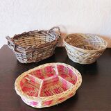Set of 3 woven wicker table baskets