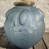 Blue Art Deco ball vase signed P. de Cagny