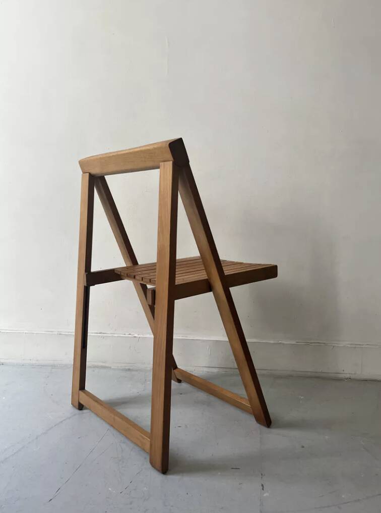 Chaise pliante en bois par Aldo Jacober, design 1960/1970