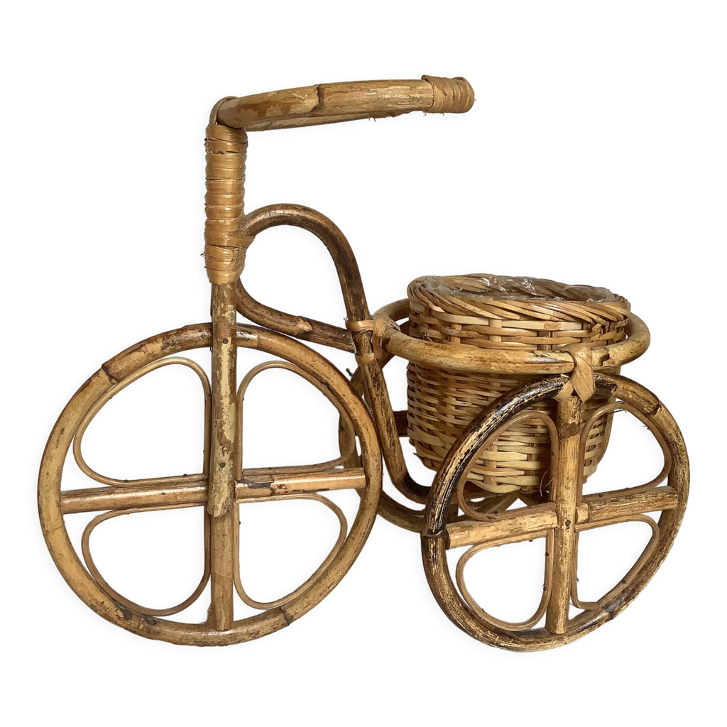 Cache pot vélo bambou osier rotin | Selency