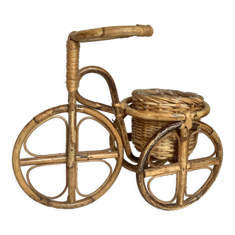 Cache pot vélo bambou osier rotin