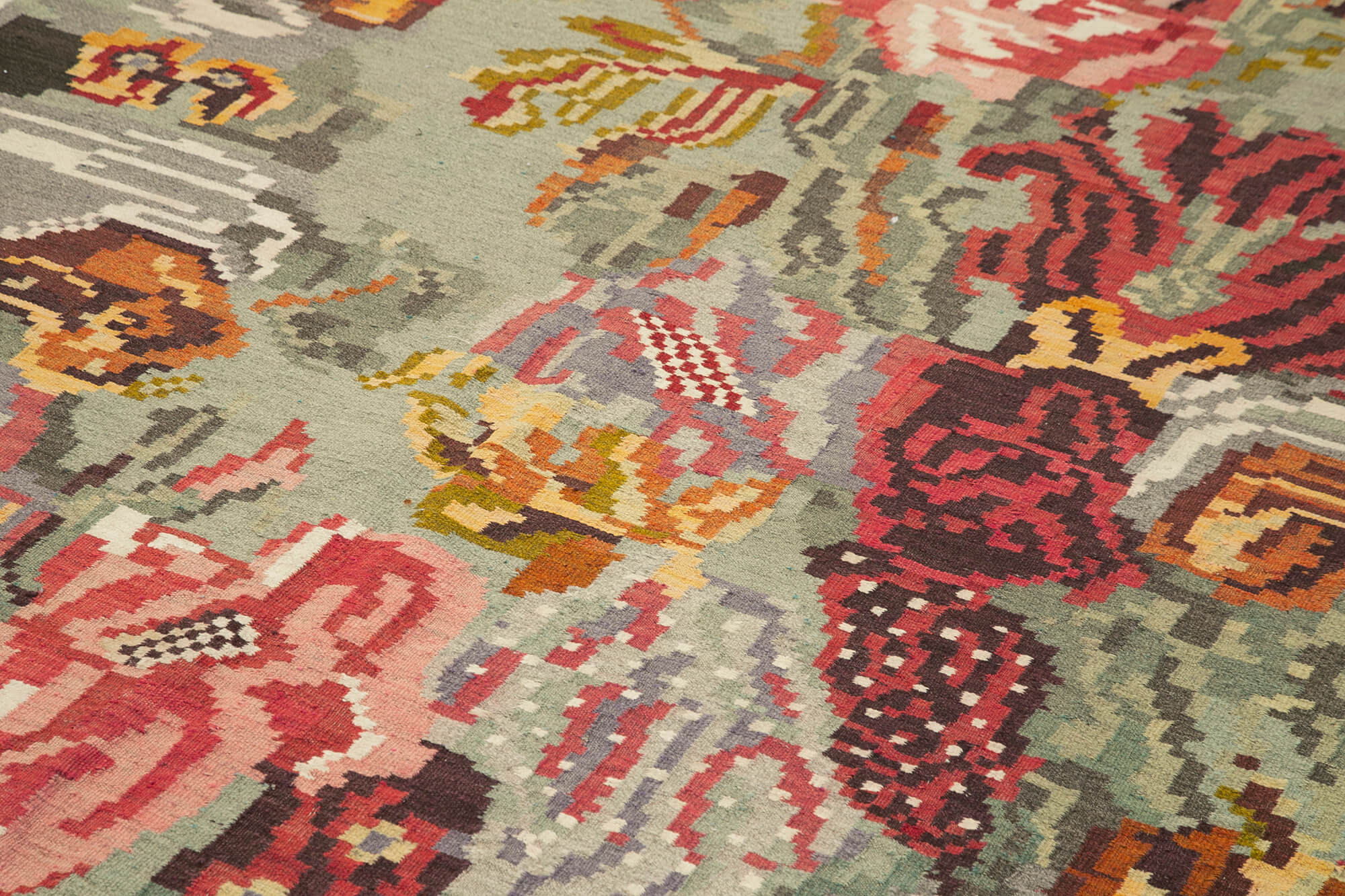 Tapis rose de moldavie kilim 188 x 327 cm