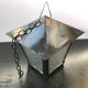 Suspension ancienne lanterne métal noir avec verre moulé années 70 vintage