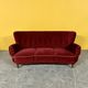 Danish 3 seater velvet curved sofa 1940s