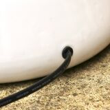 Large white ceramic lamp with raffia shade, 1970s